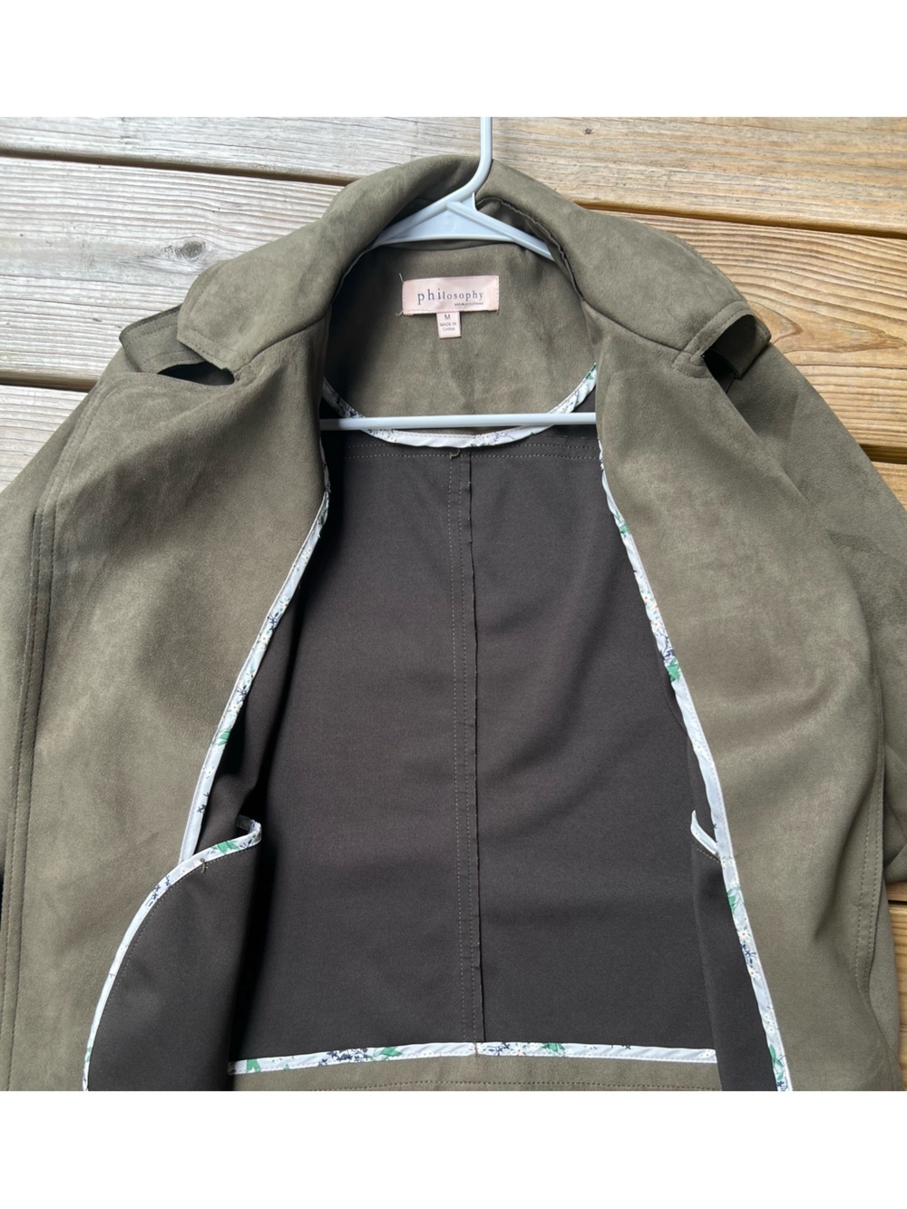 Philosophy Medium Olive Green Suede Moto Jacket - Picture 5 of 7